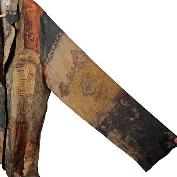 IC by Connie Jacket XXL Crinkle Satin Semi Sheer Multicolor Lagenlook Artsy - Picture 2 of 8